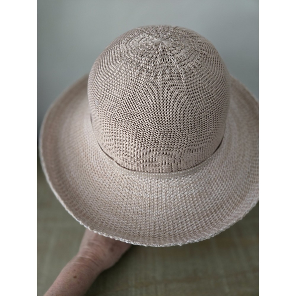WALLAROO Victoria Brim Sun Hat Adjustable Drawstring Two Tone Beige Lightweight - Picture 5 of 8